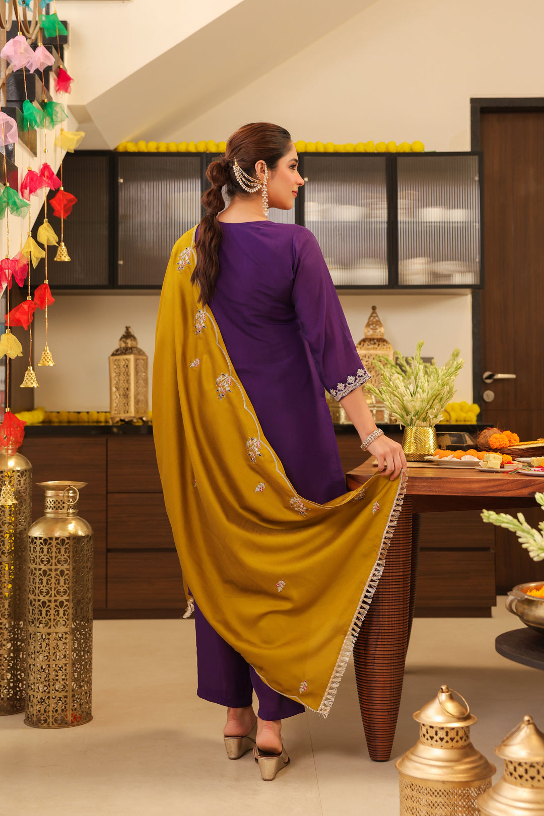 Floral Embroidered Straight Pure Silk Kurta & Trousers Sets