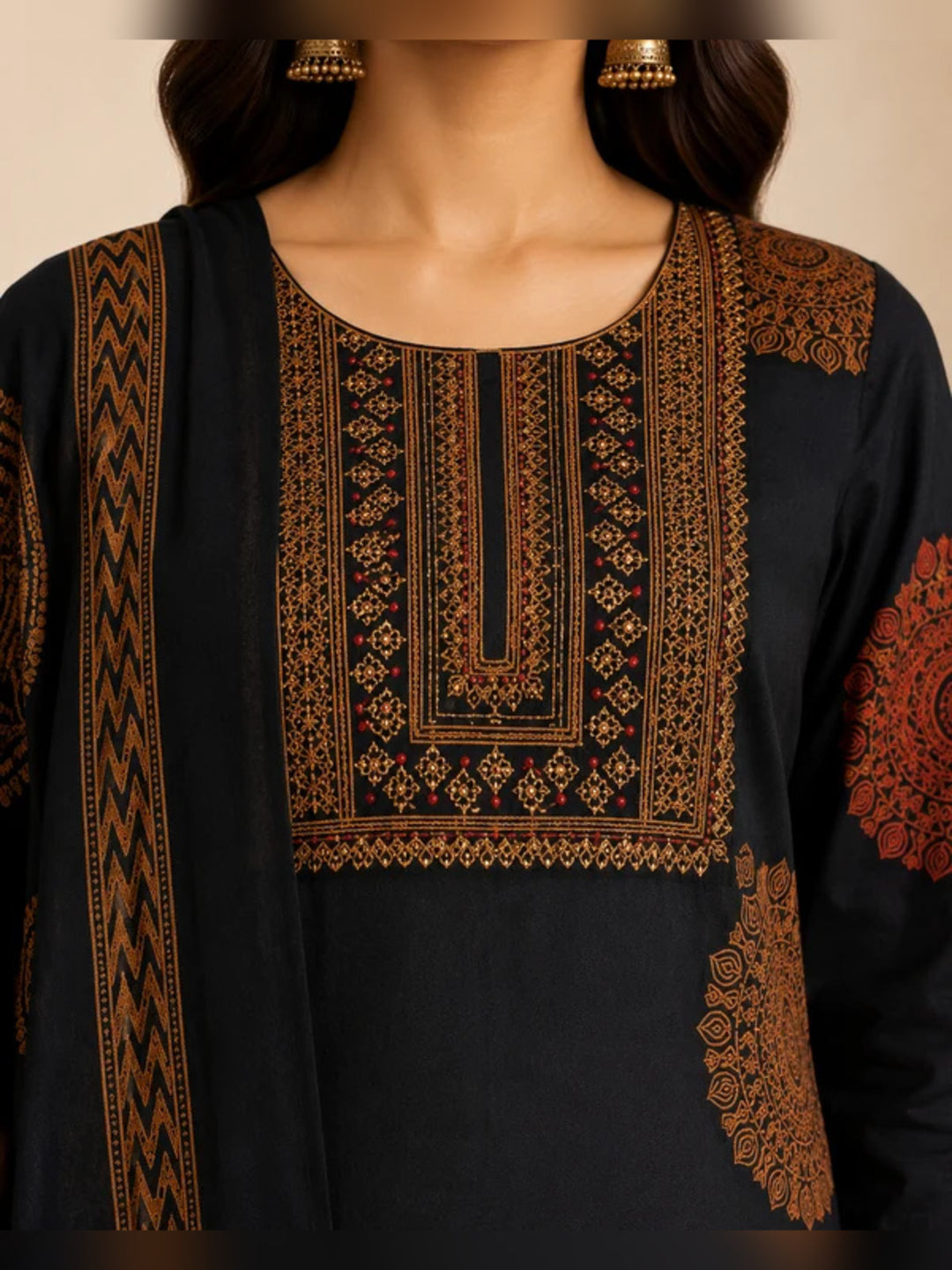 Floral Embroidered Straight Pure Cotton Kurta & Trousers Sets