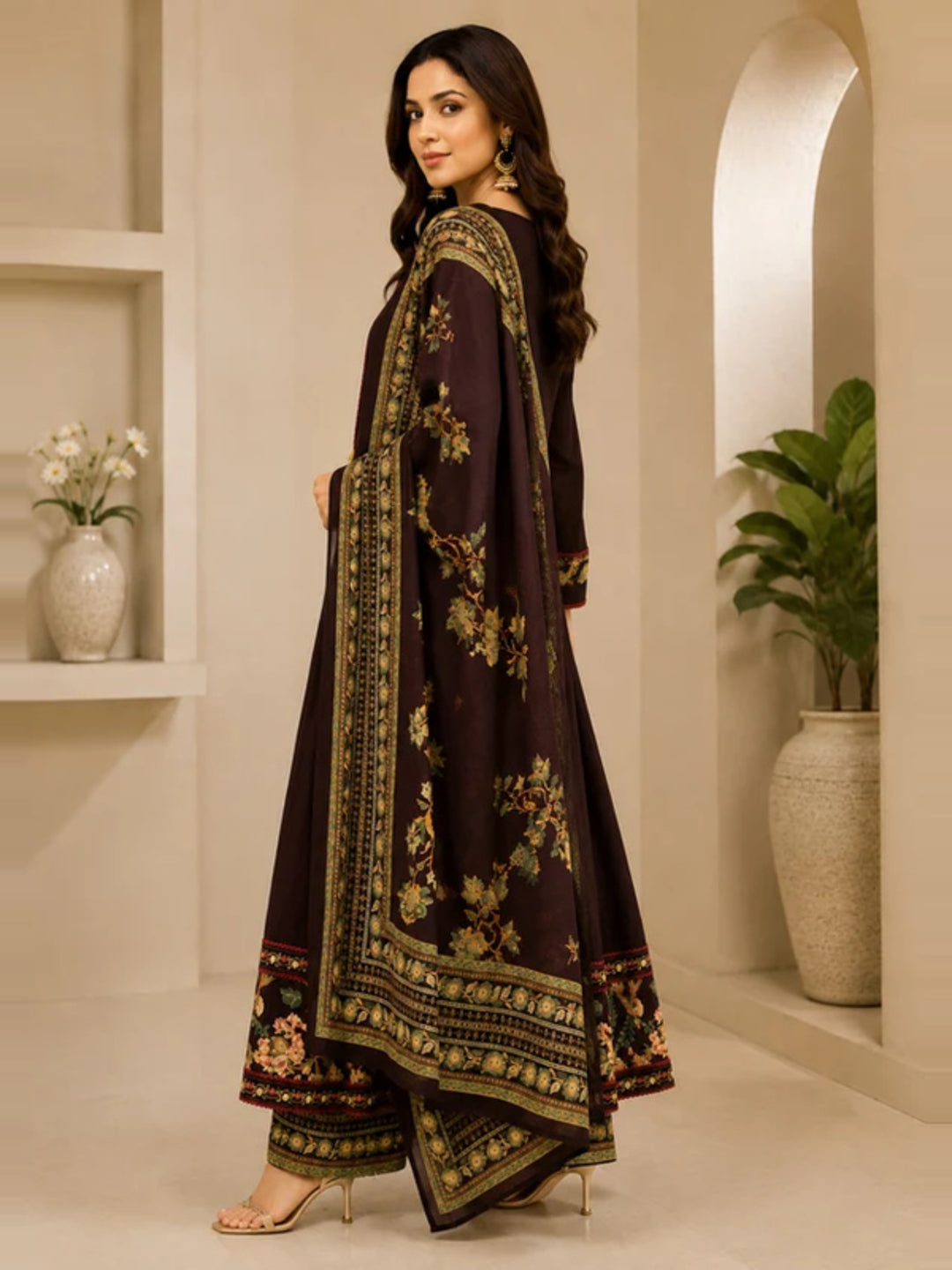 Floral Embroidered A-Line Pure Cotton Kurta & Palazzos Sets