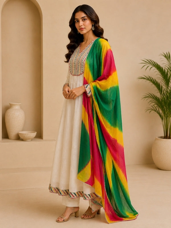 Solid Embroidered A-Line Pure Cotton Kurta & Palazzos Sets