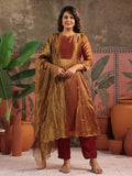 Solid A-Line Tissue Silk Kurta & Palazzos Sets