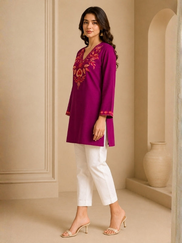 Floral Embroidered Straight Pure Cotton Kurta