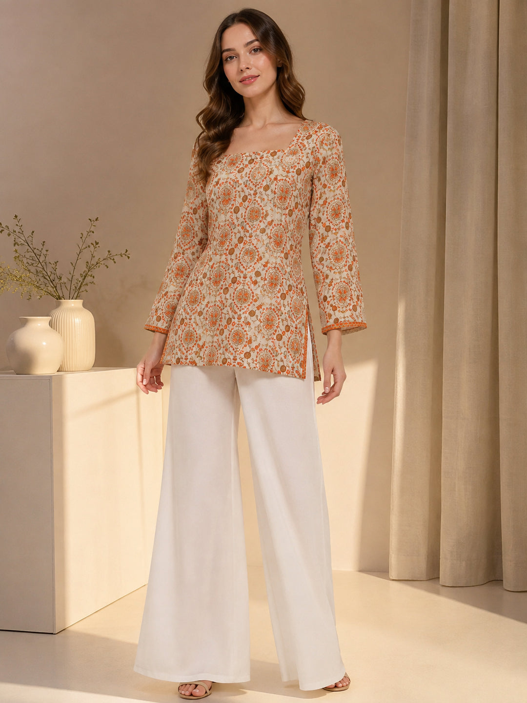 Floral Printed Straight Kurta