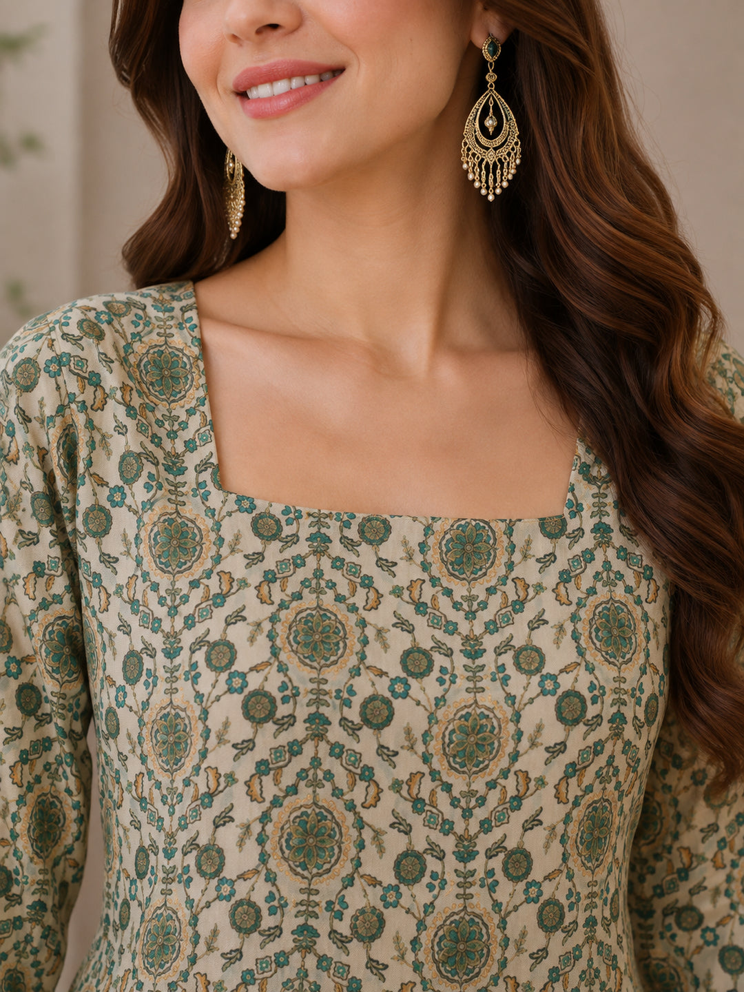 Floral Printed Straight Kurta