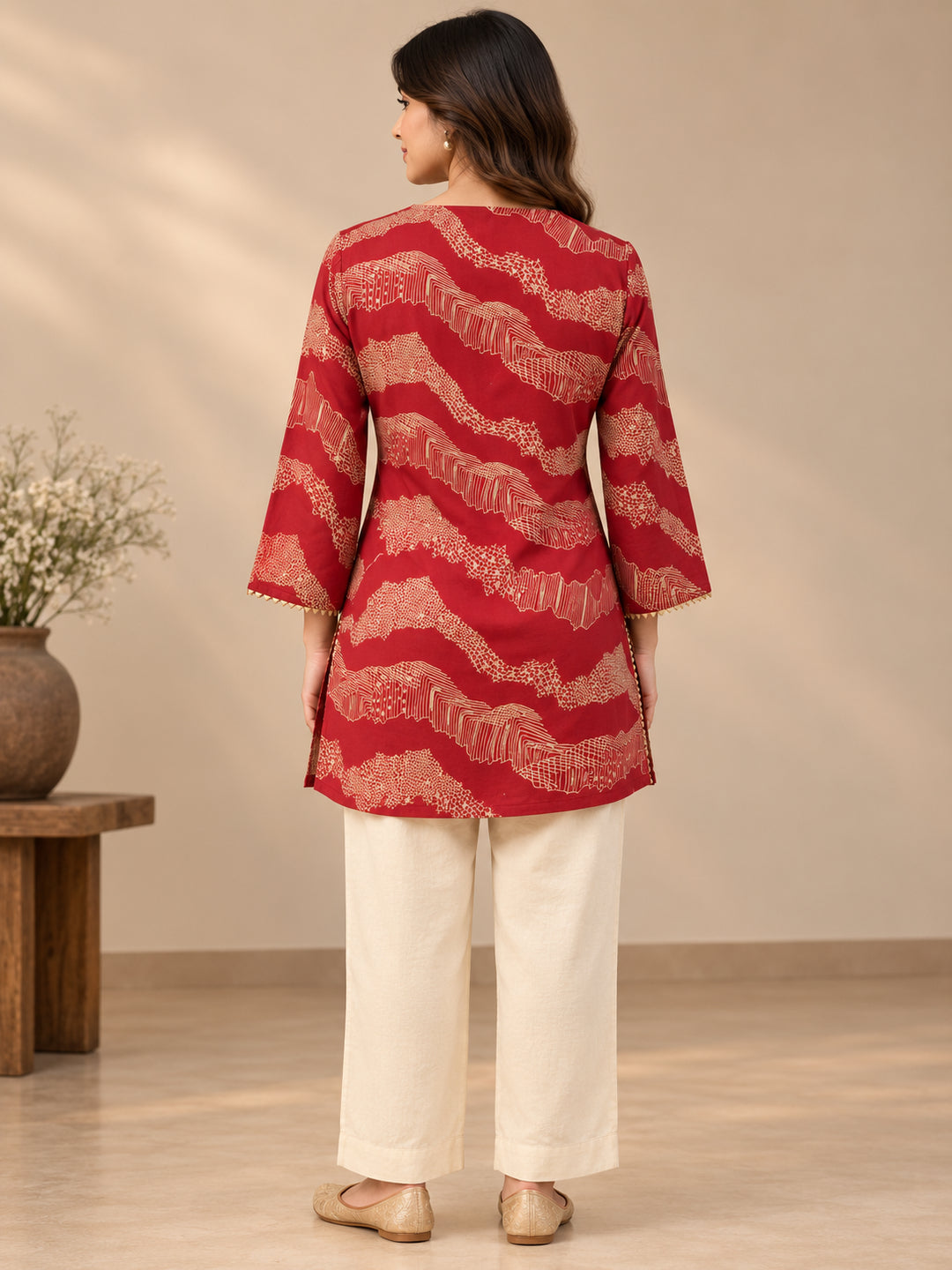 Floral Printed Straight Cotton Blend Kurta