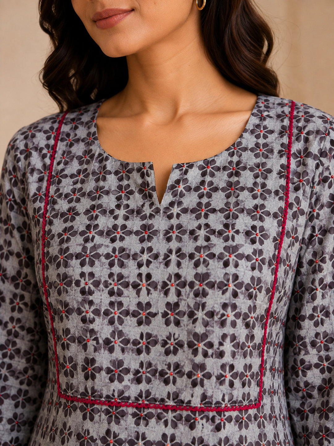 Floral Embroidered Straight Pure Cotton Kurta