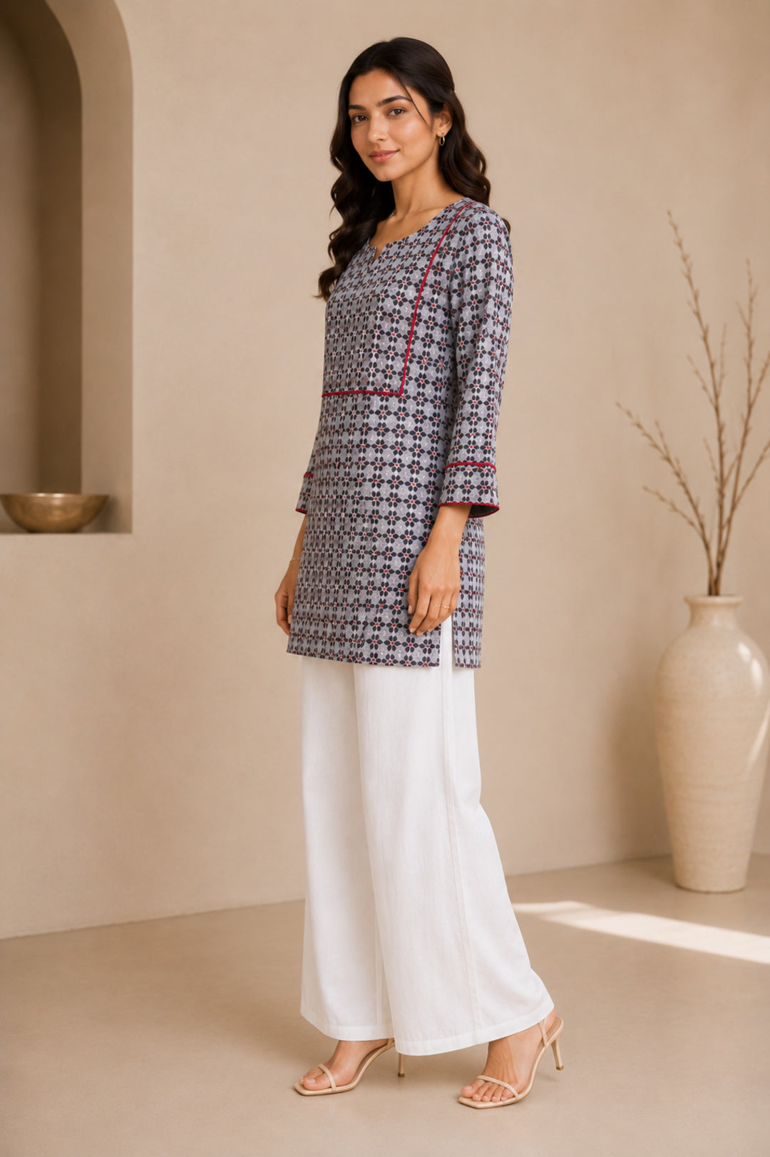 Floral Embroidered Straight Pure Cotton Kurta