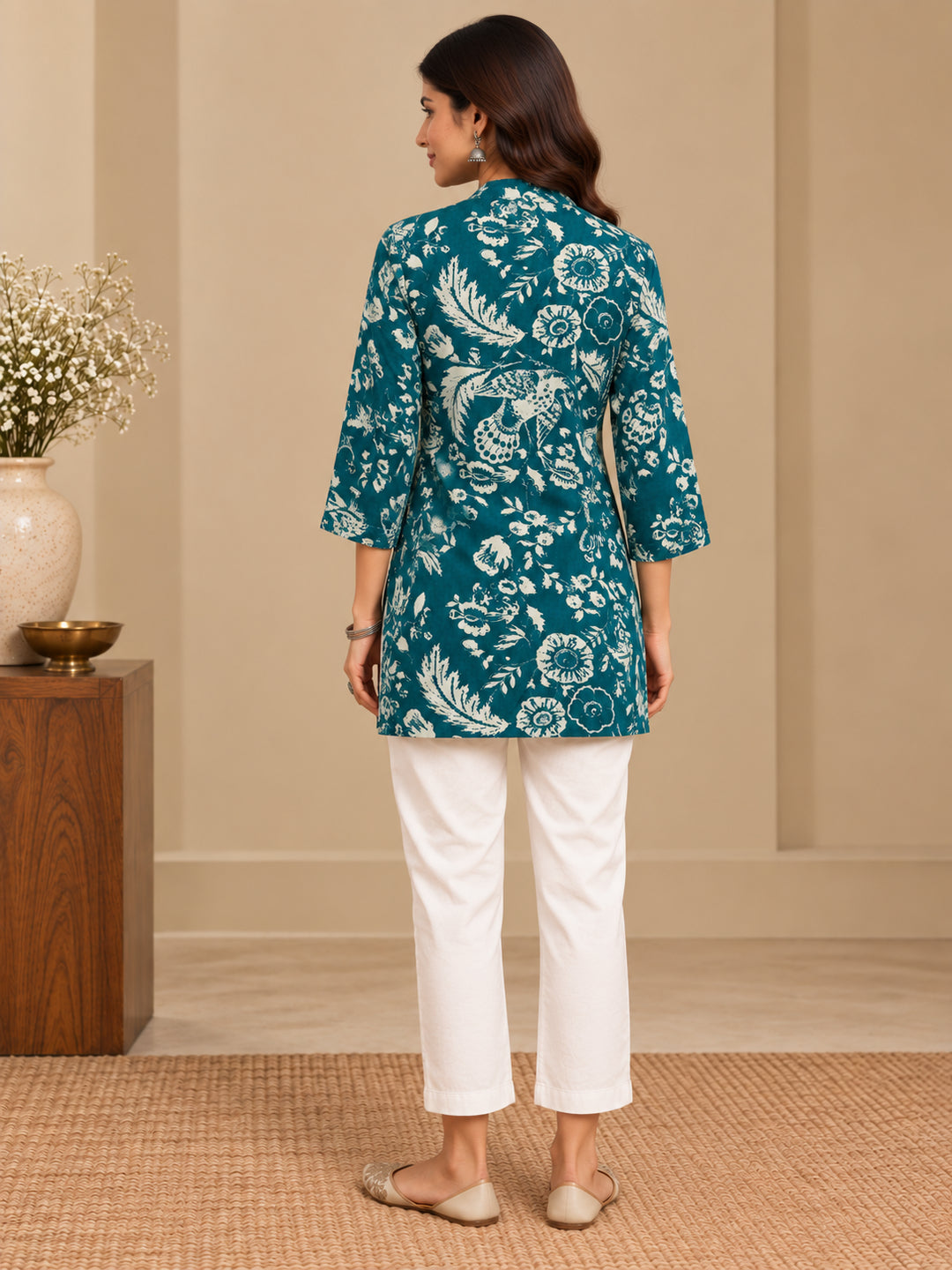 Floral Printed Straight Cotton Kurta