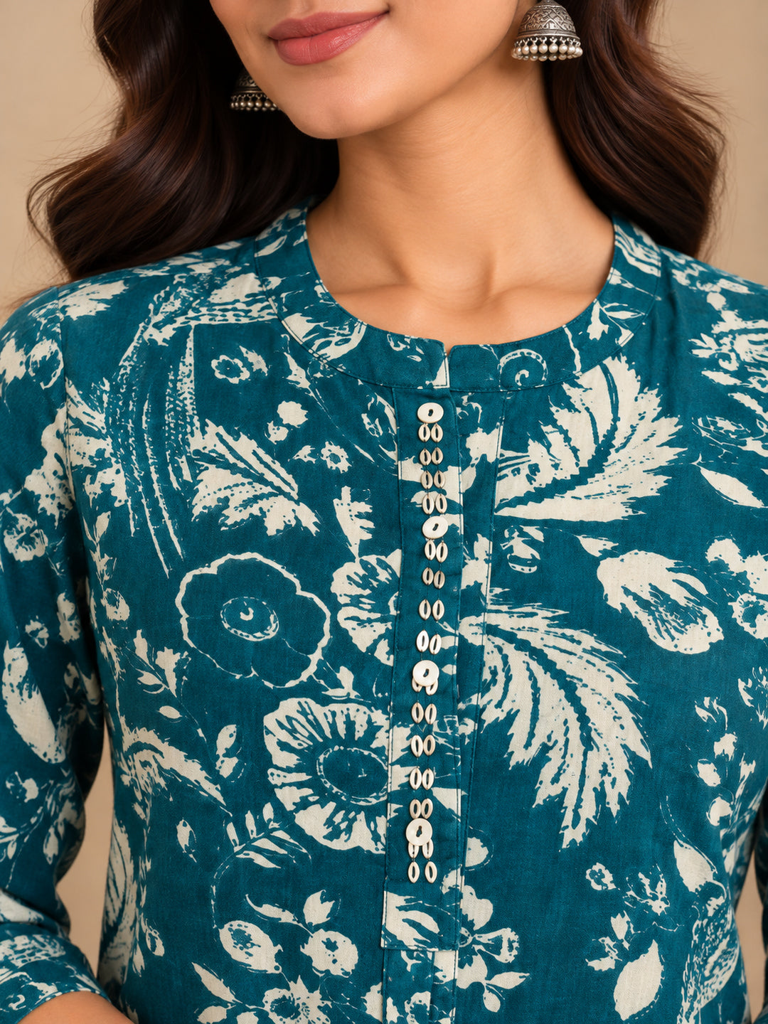Floral Printed Straight Cotton Kurta