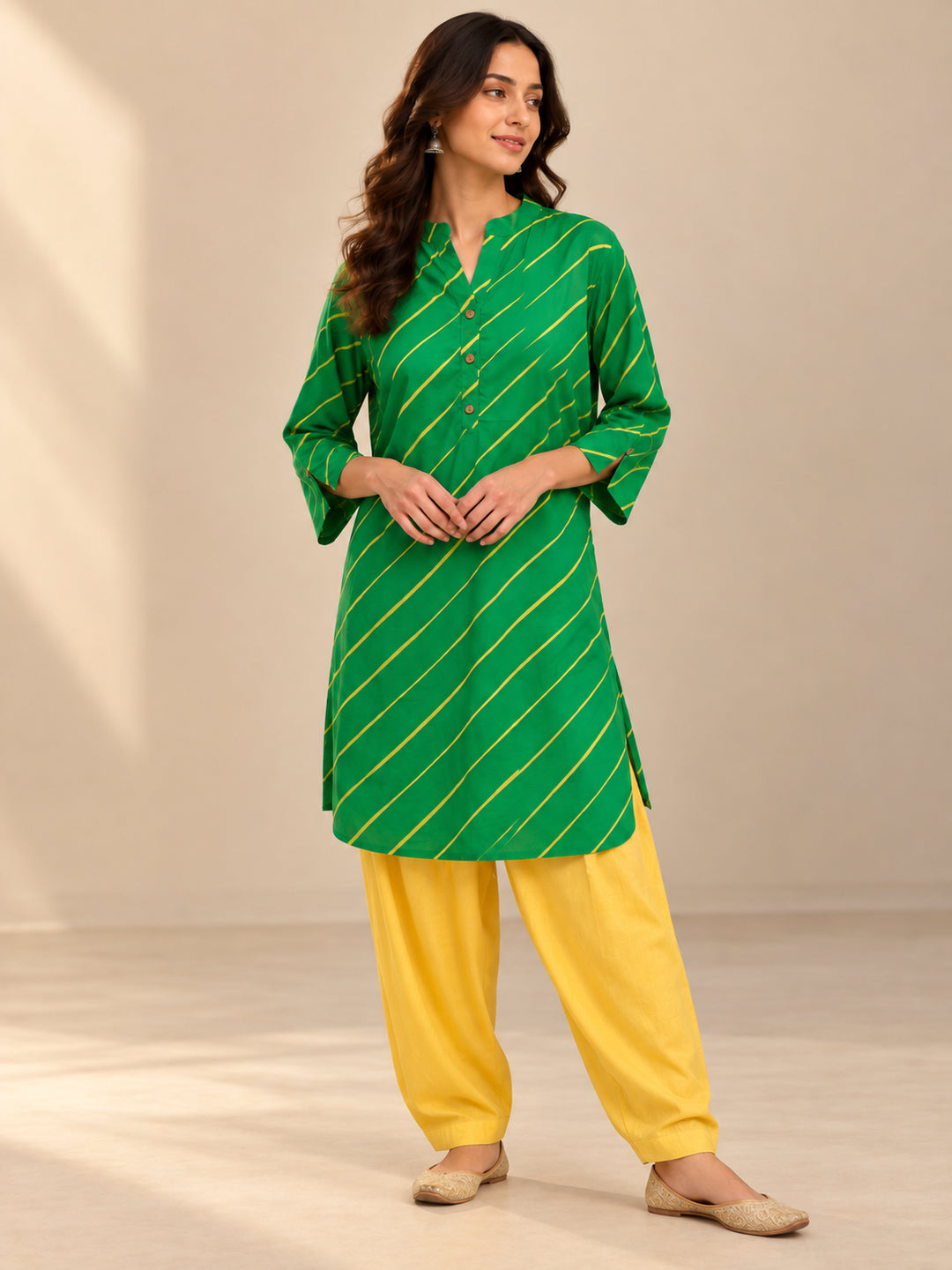 Leheriya Printed Straight Cotton Kurta