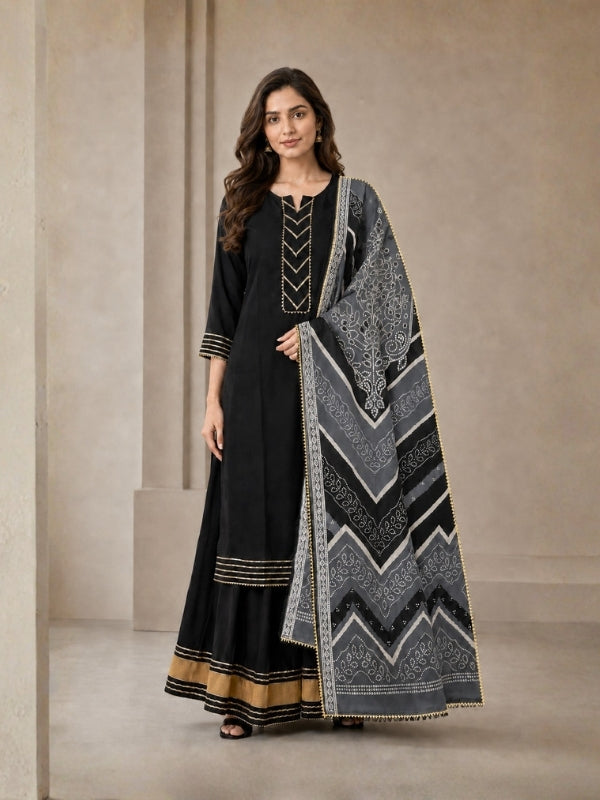 Floral Embroidered Straight Kurta & Skirt Sets