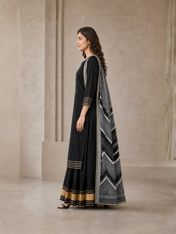Floral Embroidered Straight Kurta & Skirt Sets