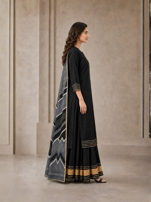 Floral Embroidered Straight Kurta & Skirt Sets