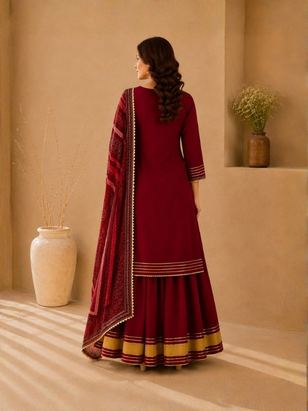 Floral Embroidered Straight Kurta & Skirt Sets