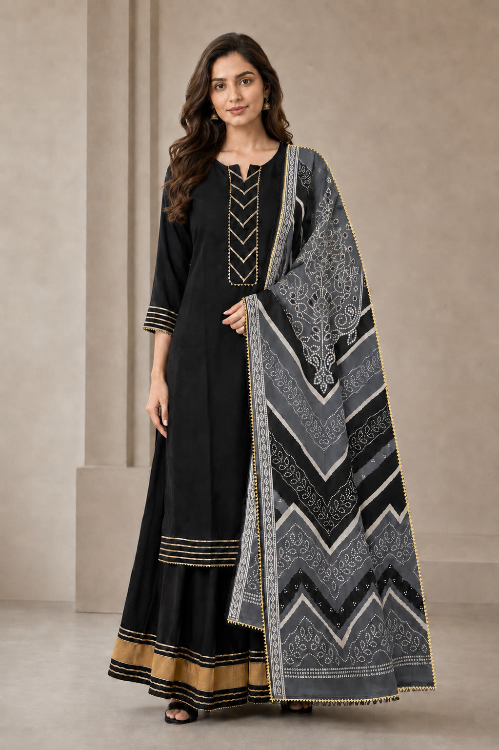 Floral Embroidered Straight Kurta & Skirt Sets