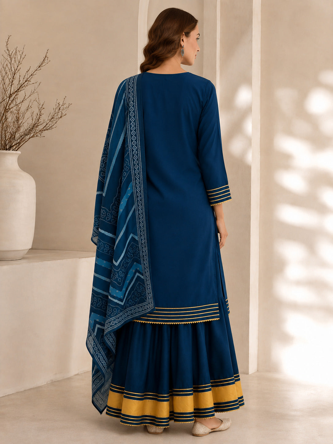 Floral Embroidered Straight Kurta & Skirt Sets