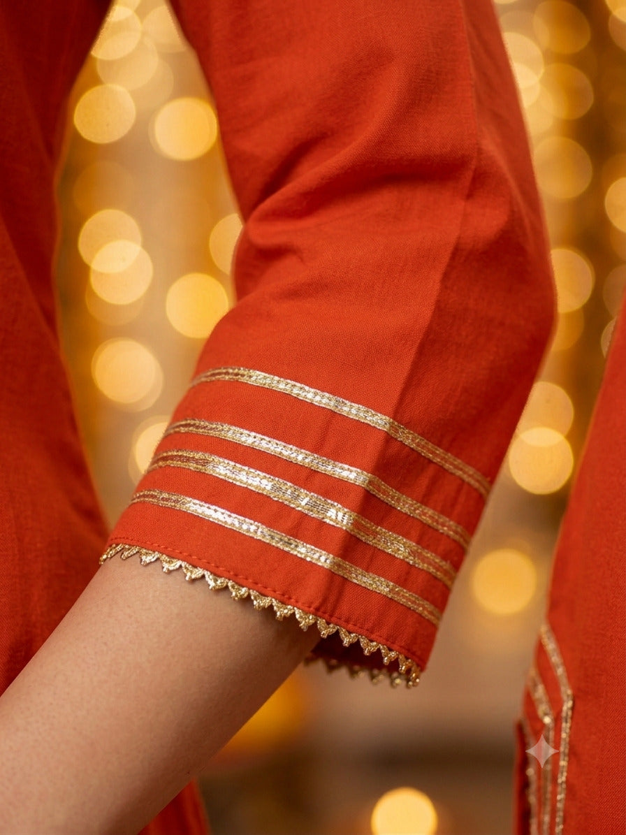 Floral Embroidered Straight Kurta & Skirt Sets