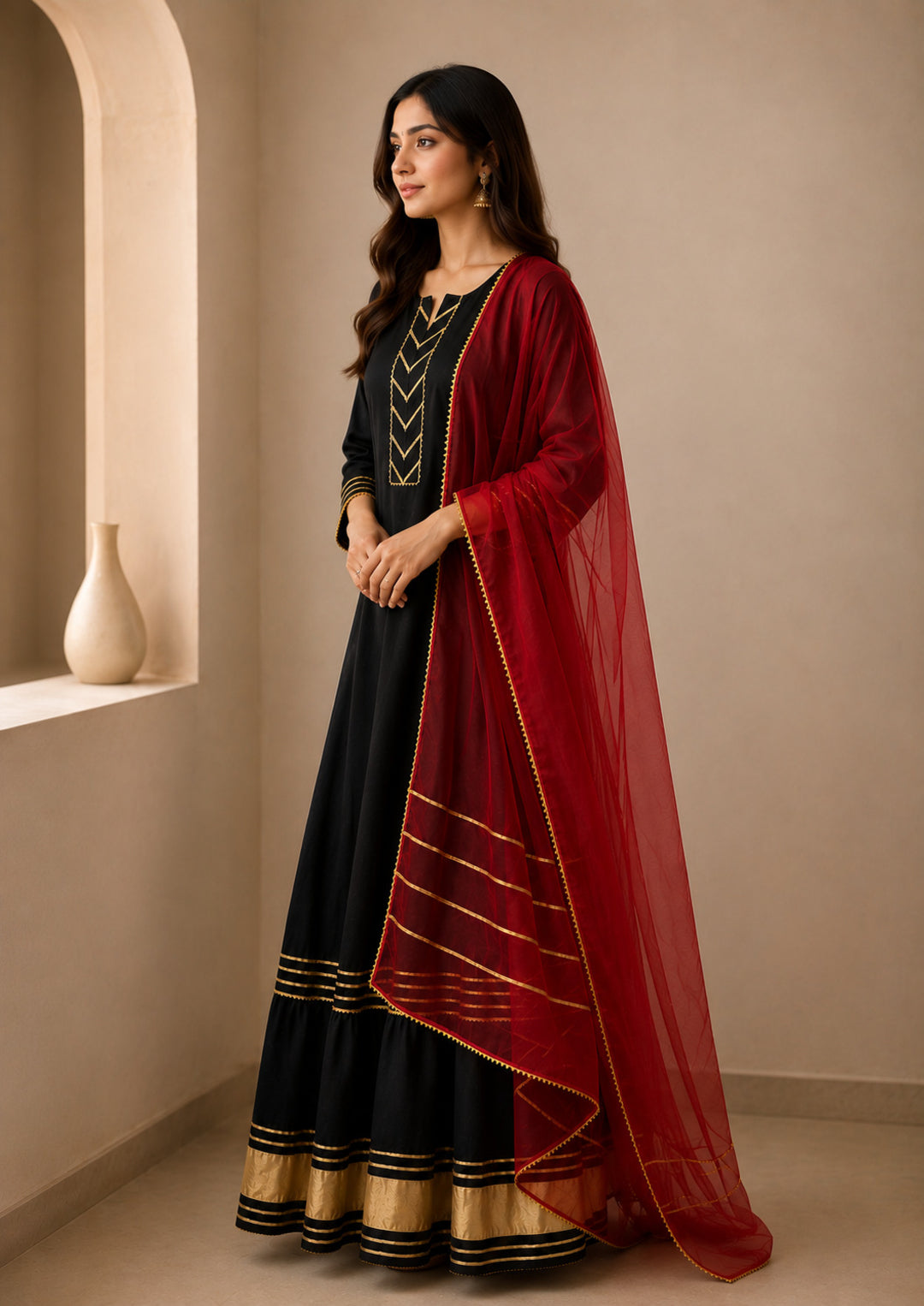 Floral Embroidered A-Line Kurta & Skirt Sets