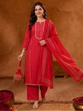 Floral Embroidered A-Line Pure Cotton Kurta & Palazzos Sets