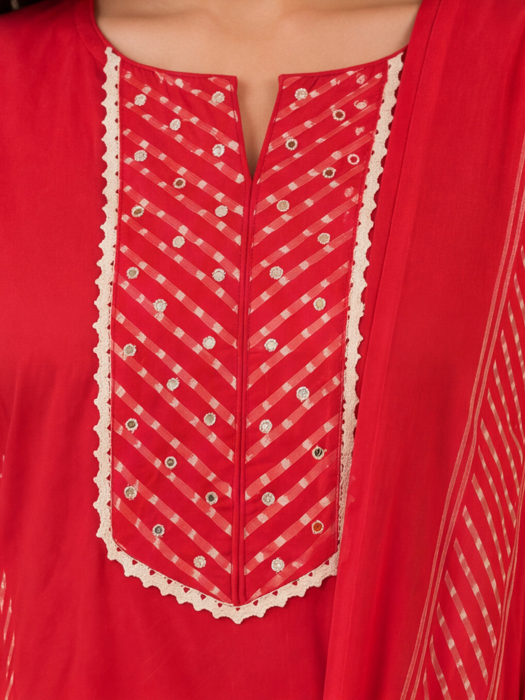 Floral Embroidered A-Line Pure Cotton Kurta & Palazzos Sets