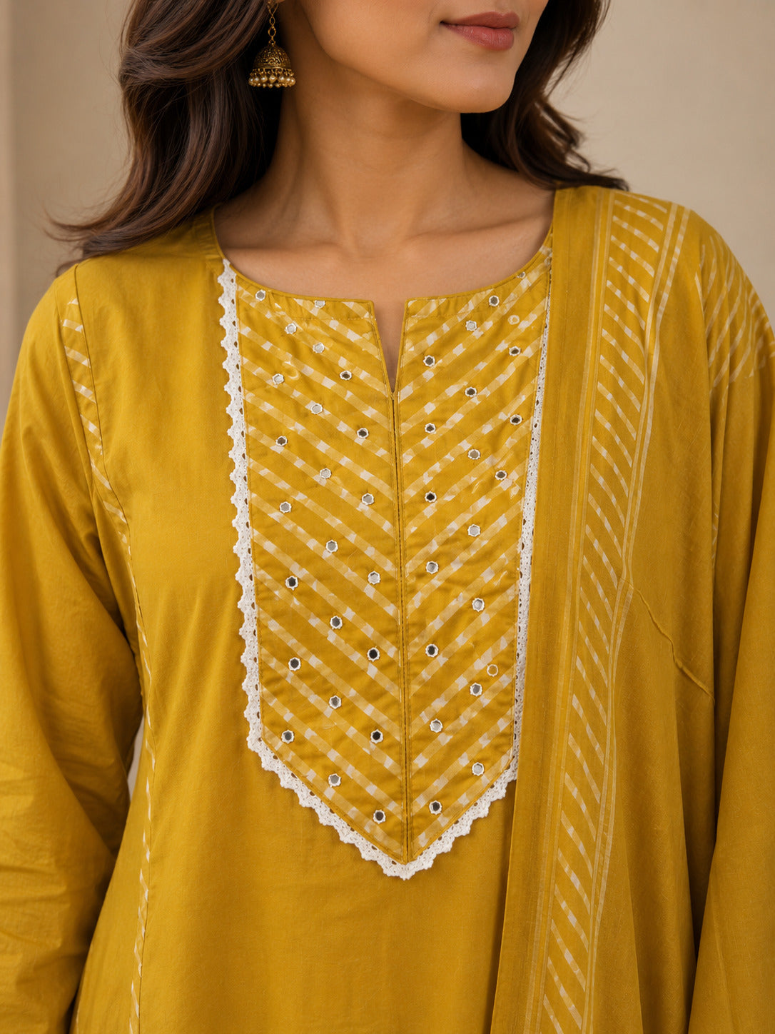 Floral Embroidered A-Line Pure Cotton Kurta & Palazzos Sets