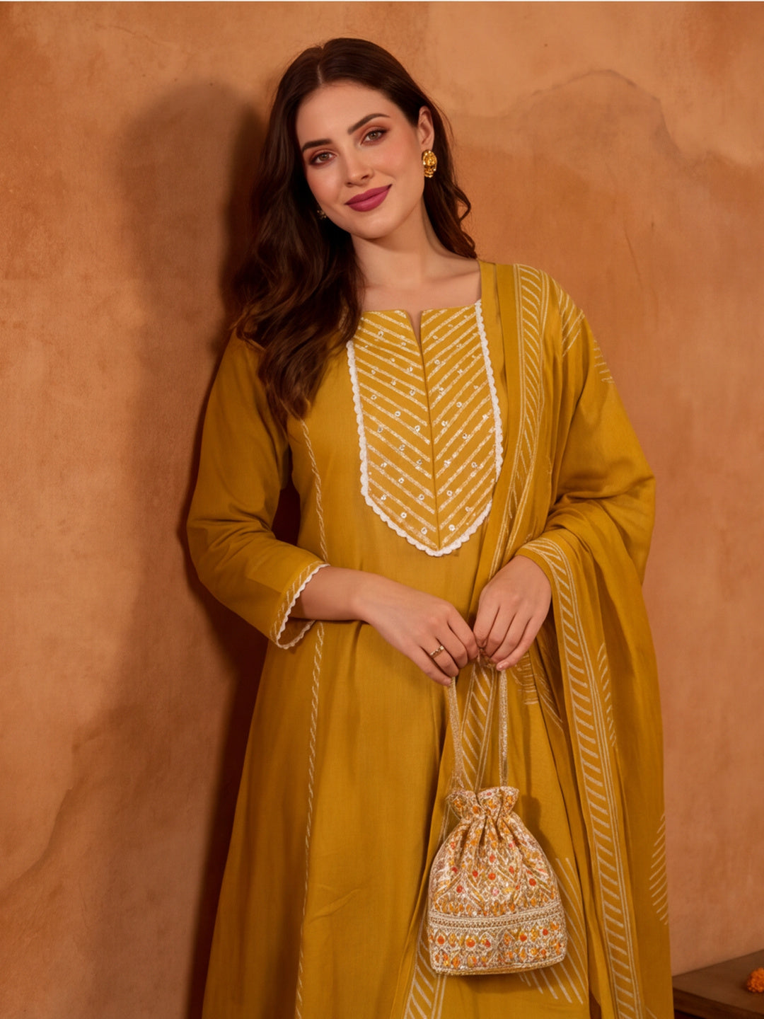 Floral Embroidered A-Line Pure Cotton Kurta & Palazzos Sets
