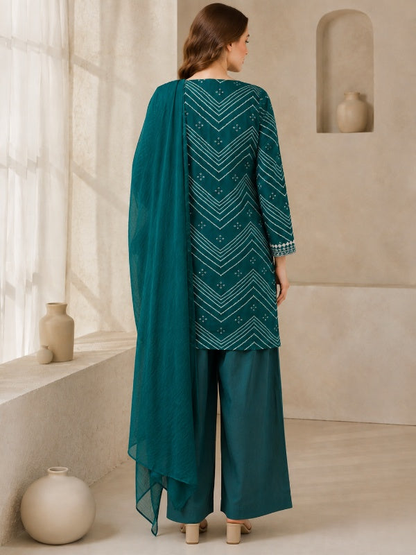 Bandhani Embroidered Straight Pure Cotton Kurta & Salwar Sets