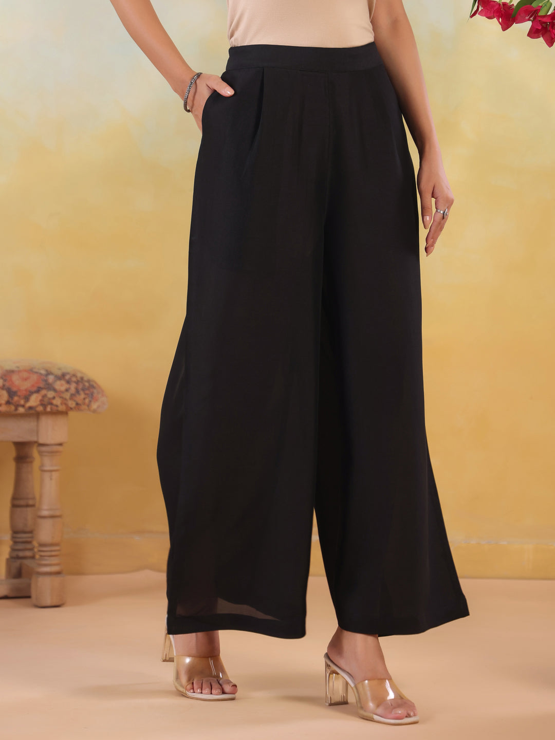 Solid Loose Fit Palazzo for Women