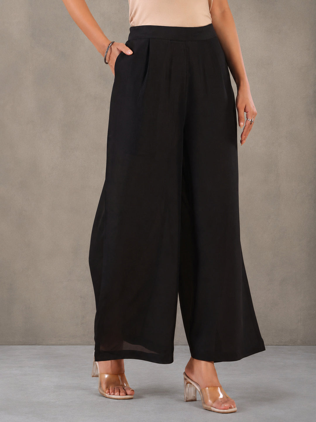 Solid Loose Fit Palazzo for Women