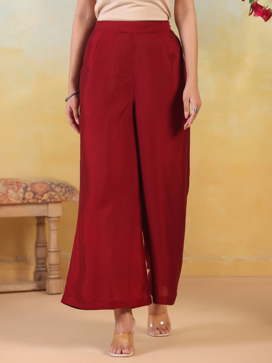 Solid Loose Fit Palazzo for Women