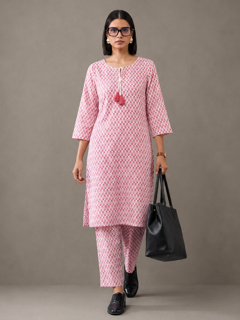 Floral Printed Straight Kurta & Trousers Sets
