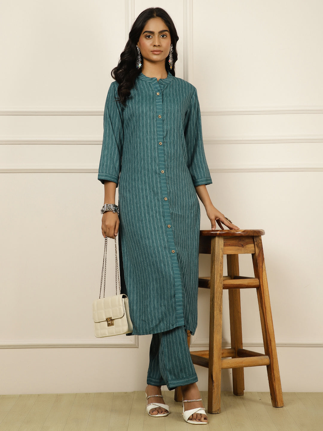 Self-Design Straight Kurta With Palazzo