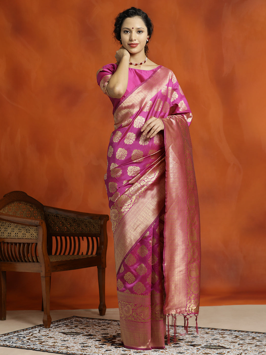 Pink Silk Banarasi Zari Woven Saree