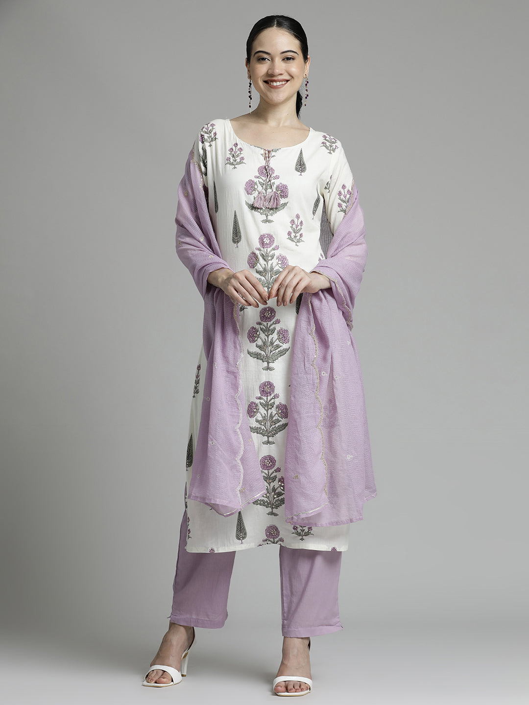 Mughal Motif Printed Pure Cotton Suit Set