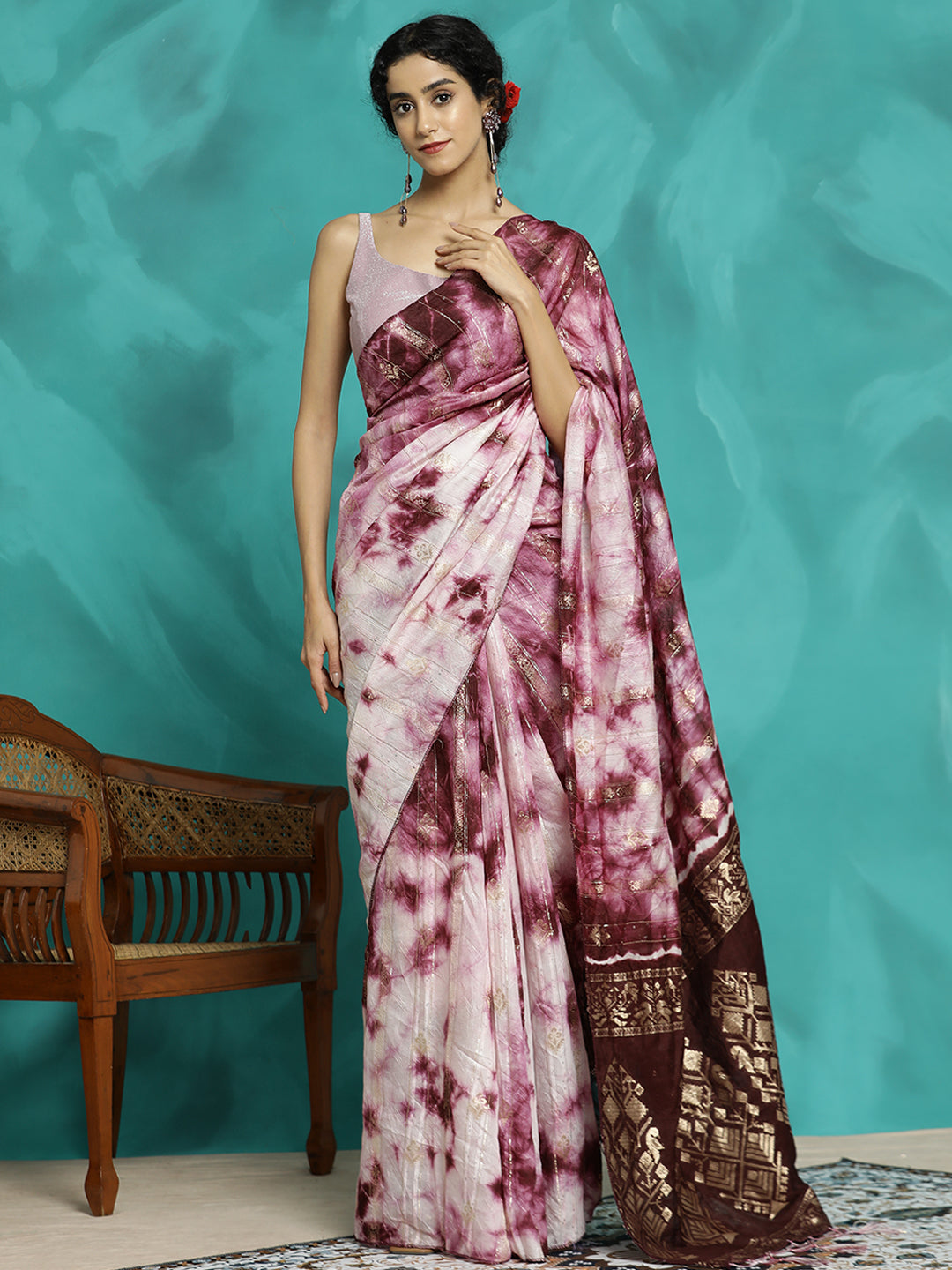 Tie-Dye Cotton Blend Banarasi Saree