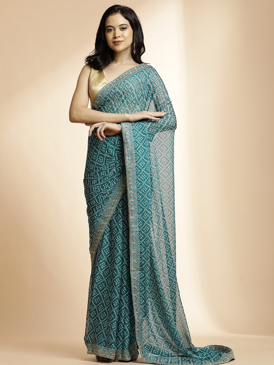 Embellished Pure Georgette Bandhani Saree