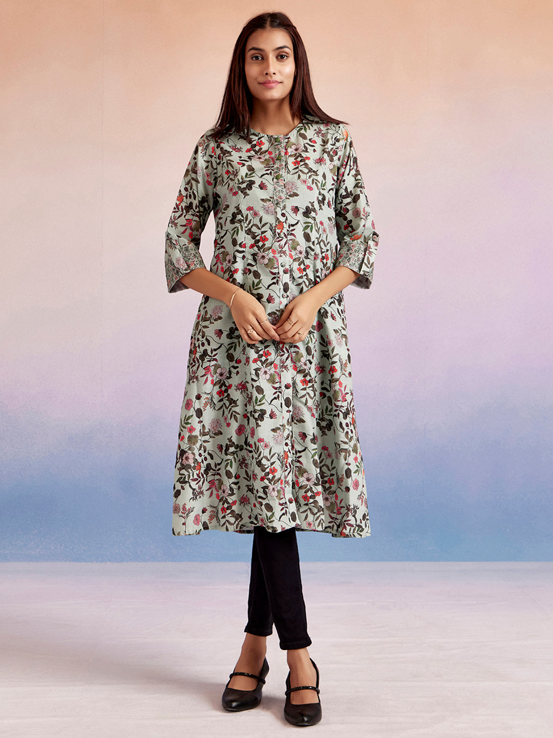 Floral Printed A-line Kurta