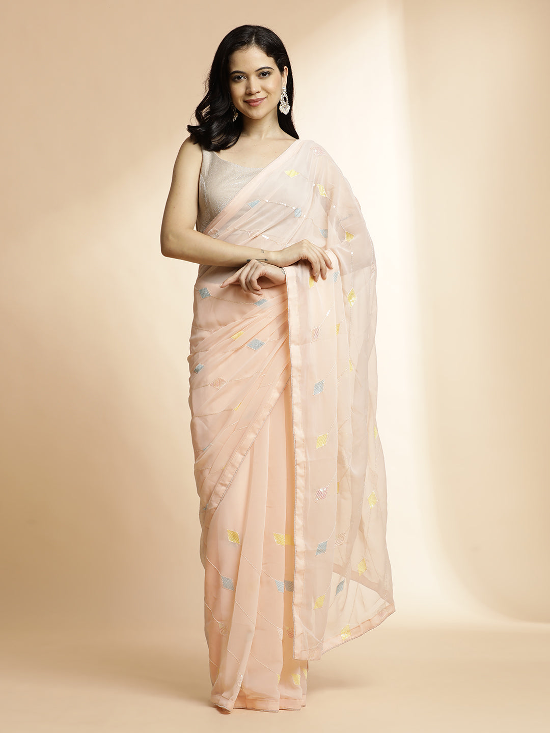 Sequin Embellished Pure Georgette Saree