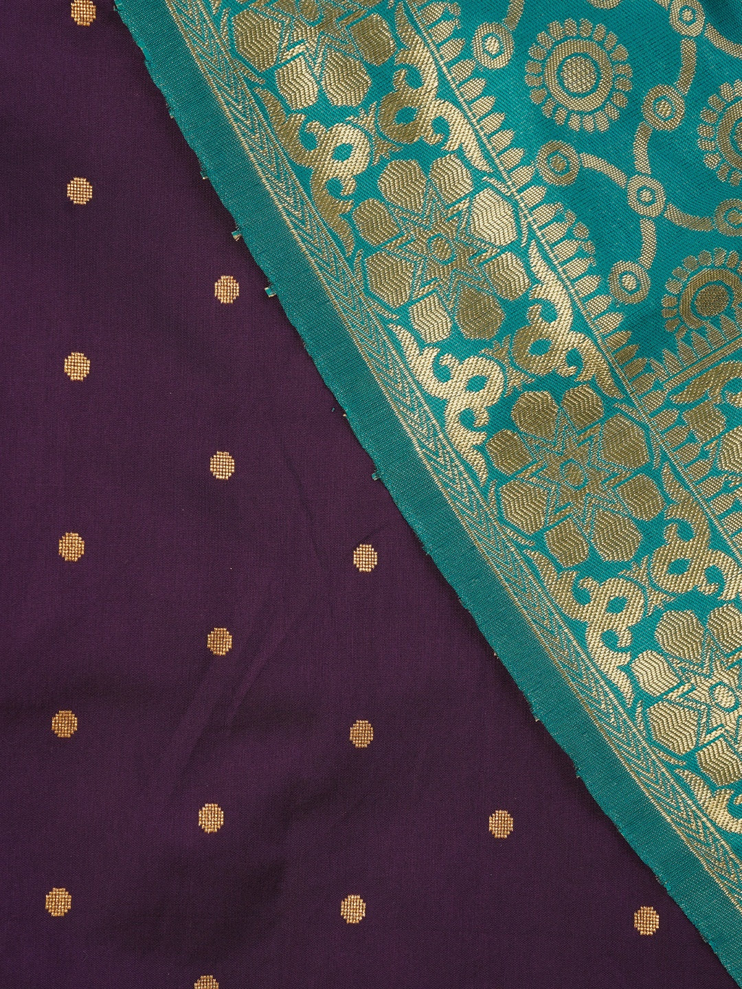 Purple Zari Woven Silk Blend Dress Material With Dupatta