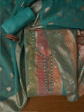 Multi Zari Woven Silk Blend Embellished Dress Material With Dupatta