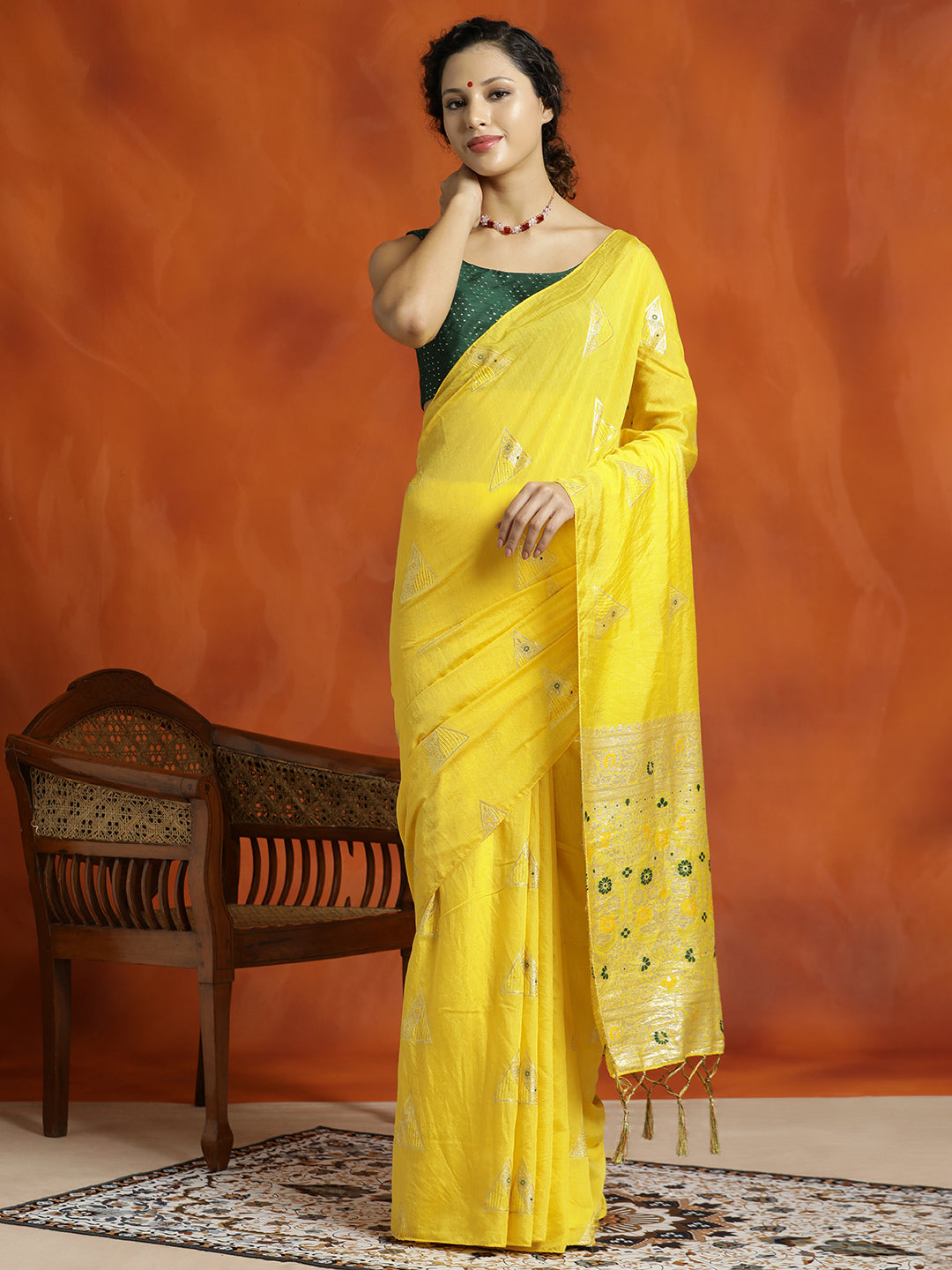 Mustard Silk Banarasi Zari Woven Heavy Saree