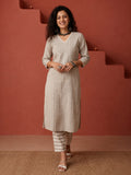 Cotton Lurex Stripes Kurta Set