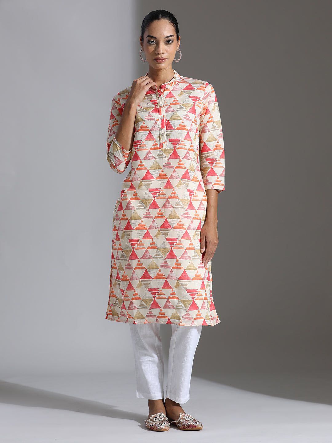 Geometric Printed Chanderi Cotton Kurta