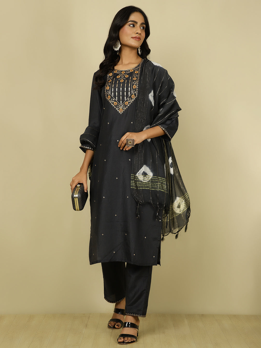 Zari And Sequin Work Festive Suit Set