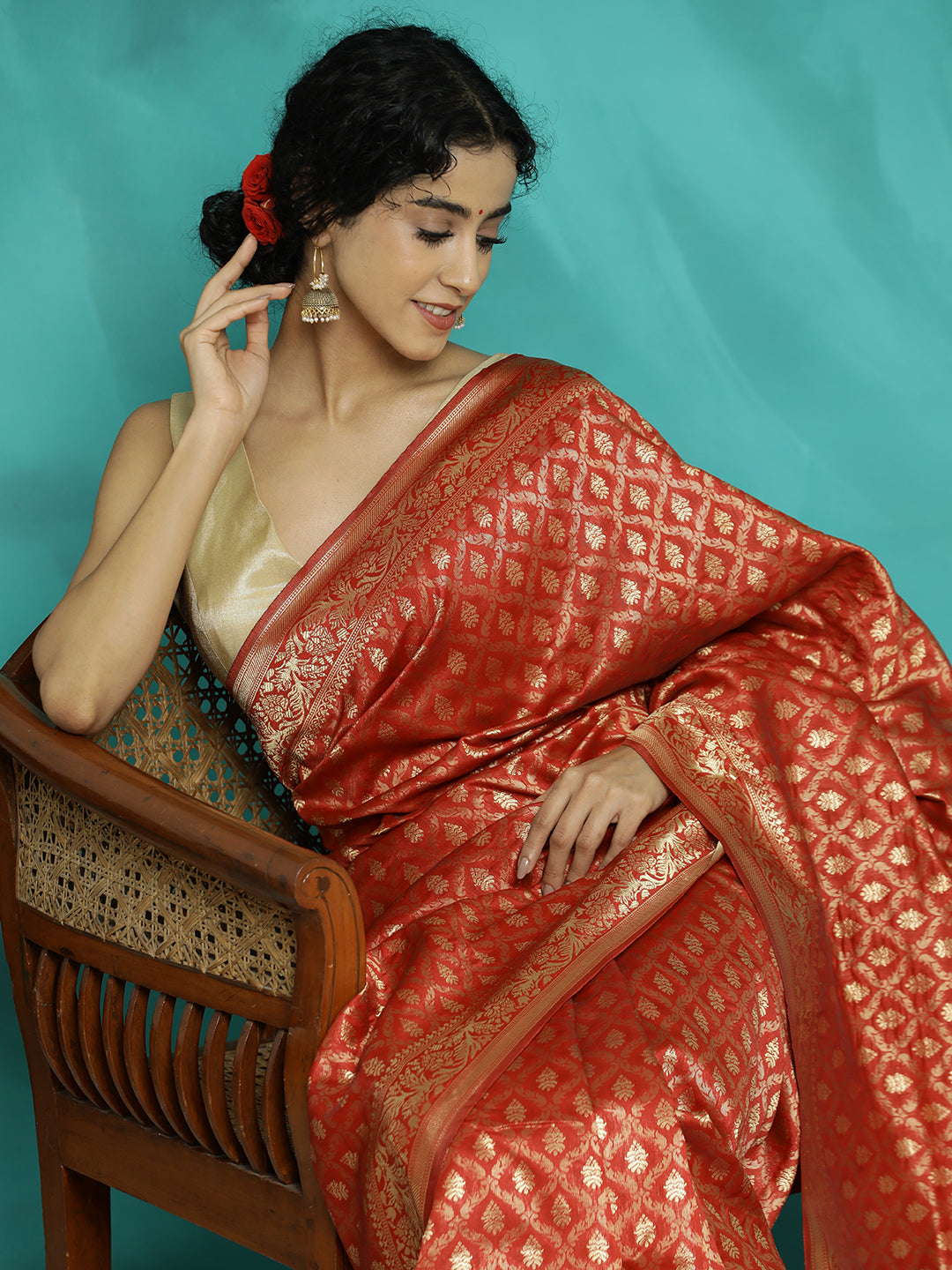 Red Silk Banarasi Zari Woven Heavy Saree