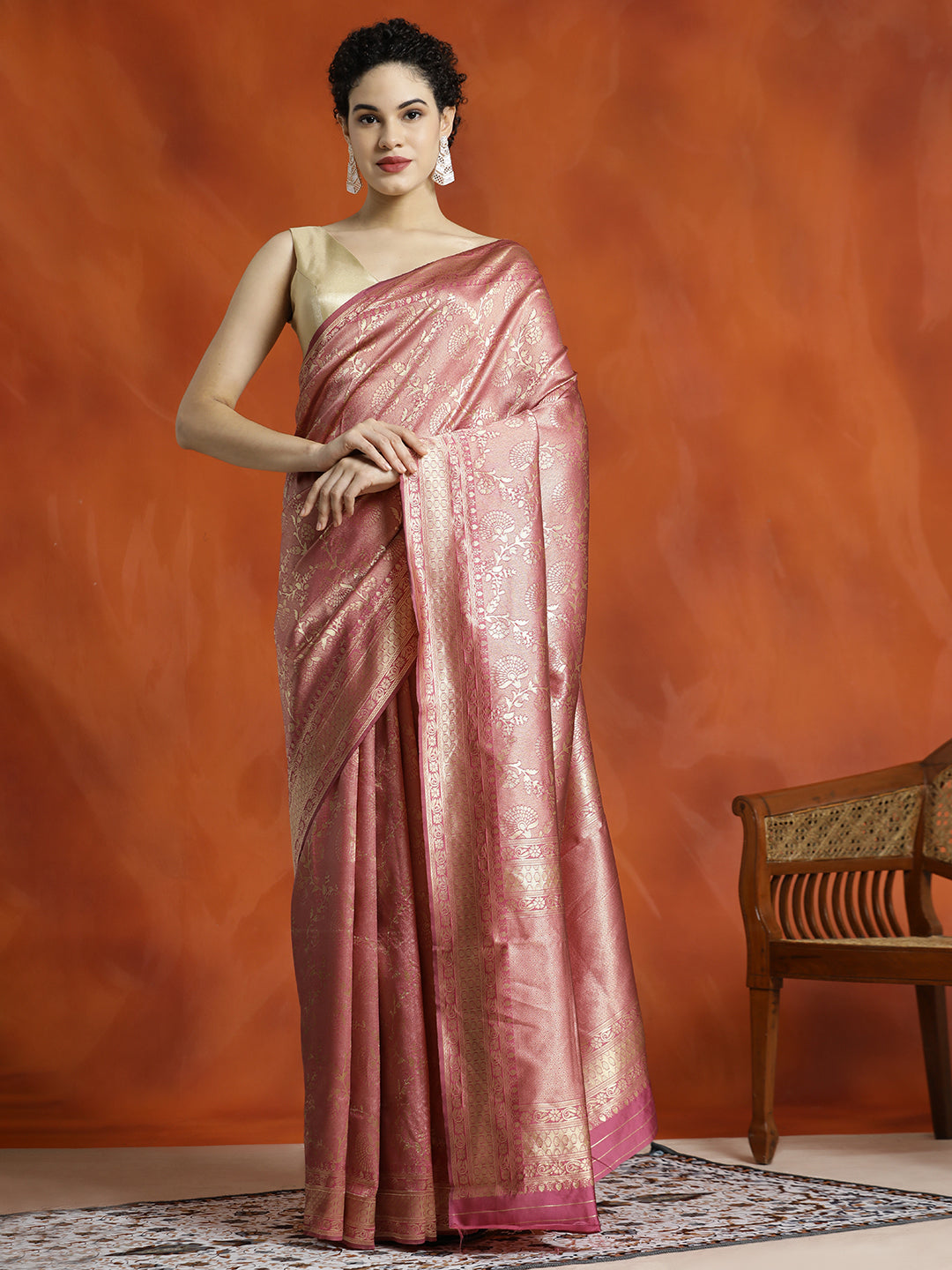 Pink Silk Banarasi Zari Woven Heavy Saree