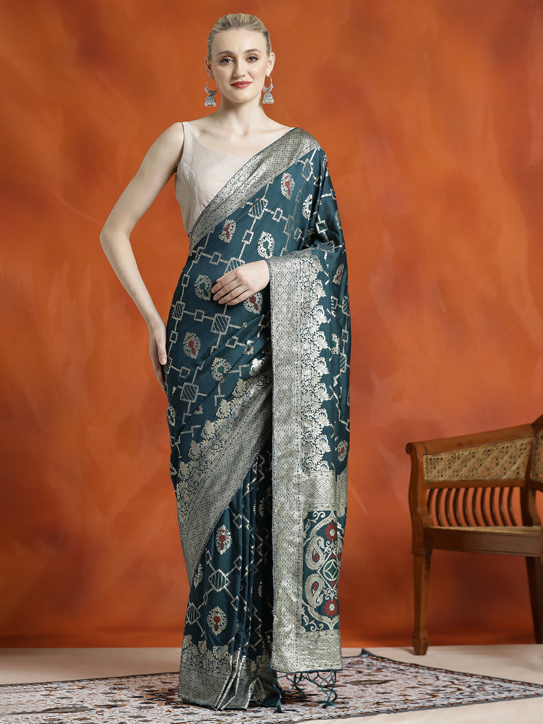 Heavy Banarasi Zari Woven Silk Blend Saree