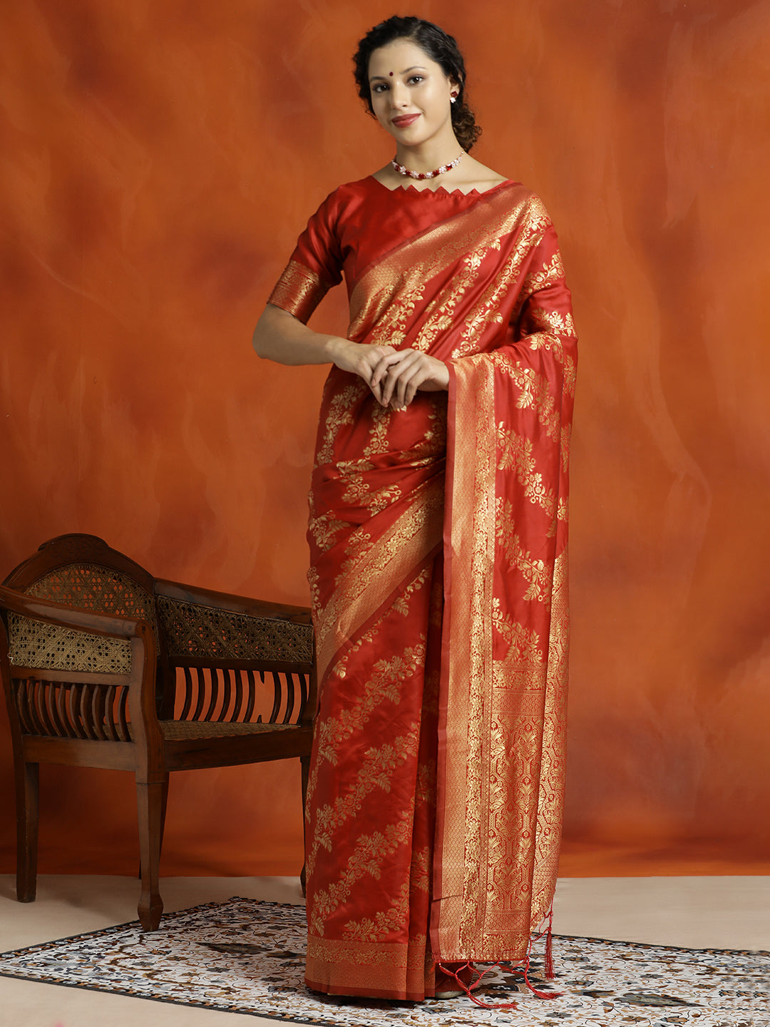 Red Silk Banarasi Zari Woven Heavy Red Saree