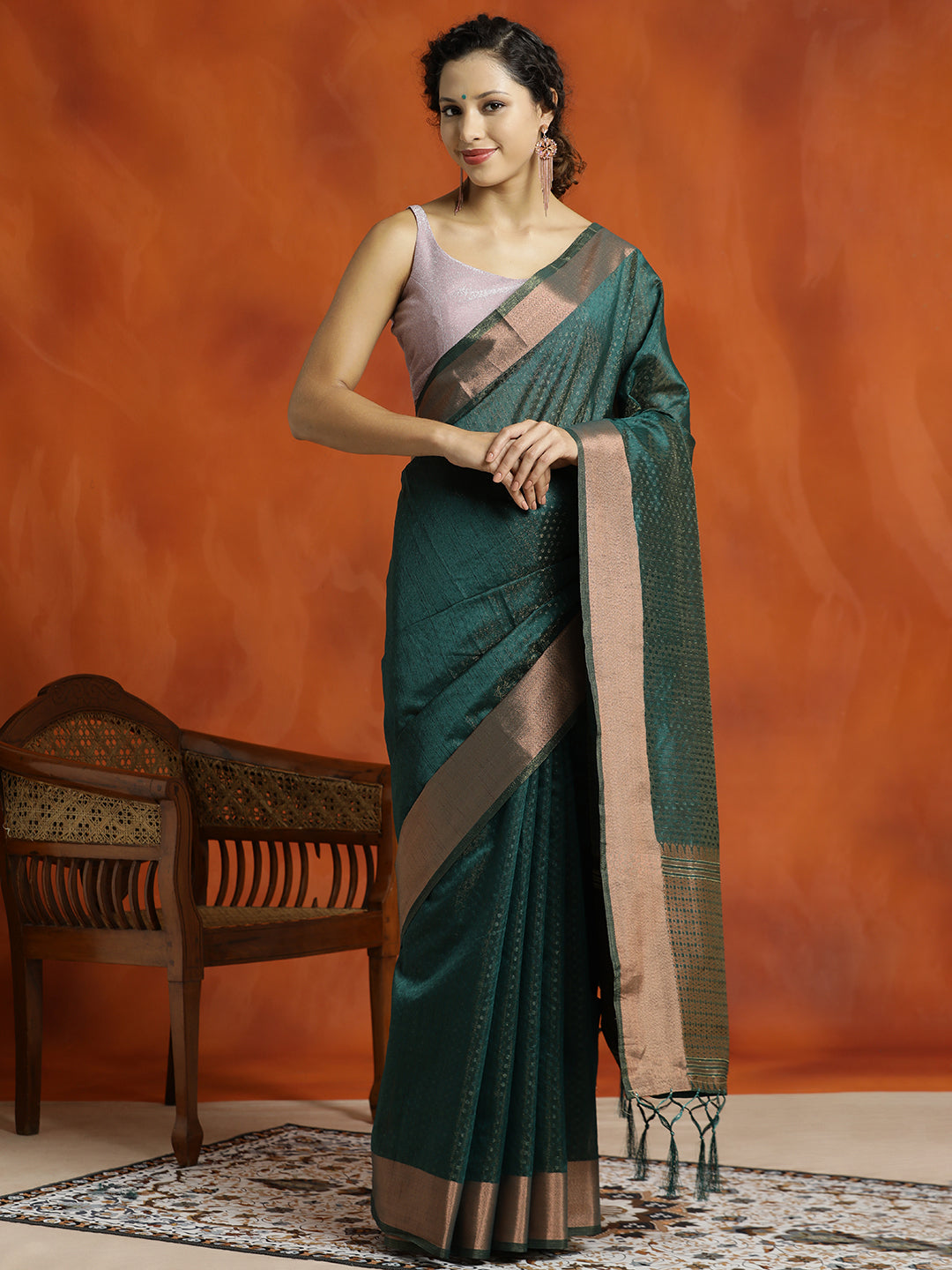 Green Zari Woven Design Banarasi Organza Saree