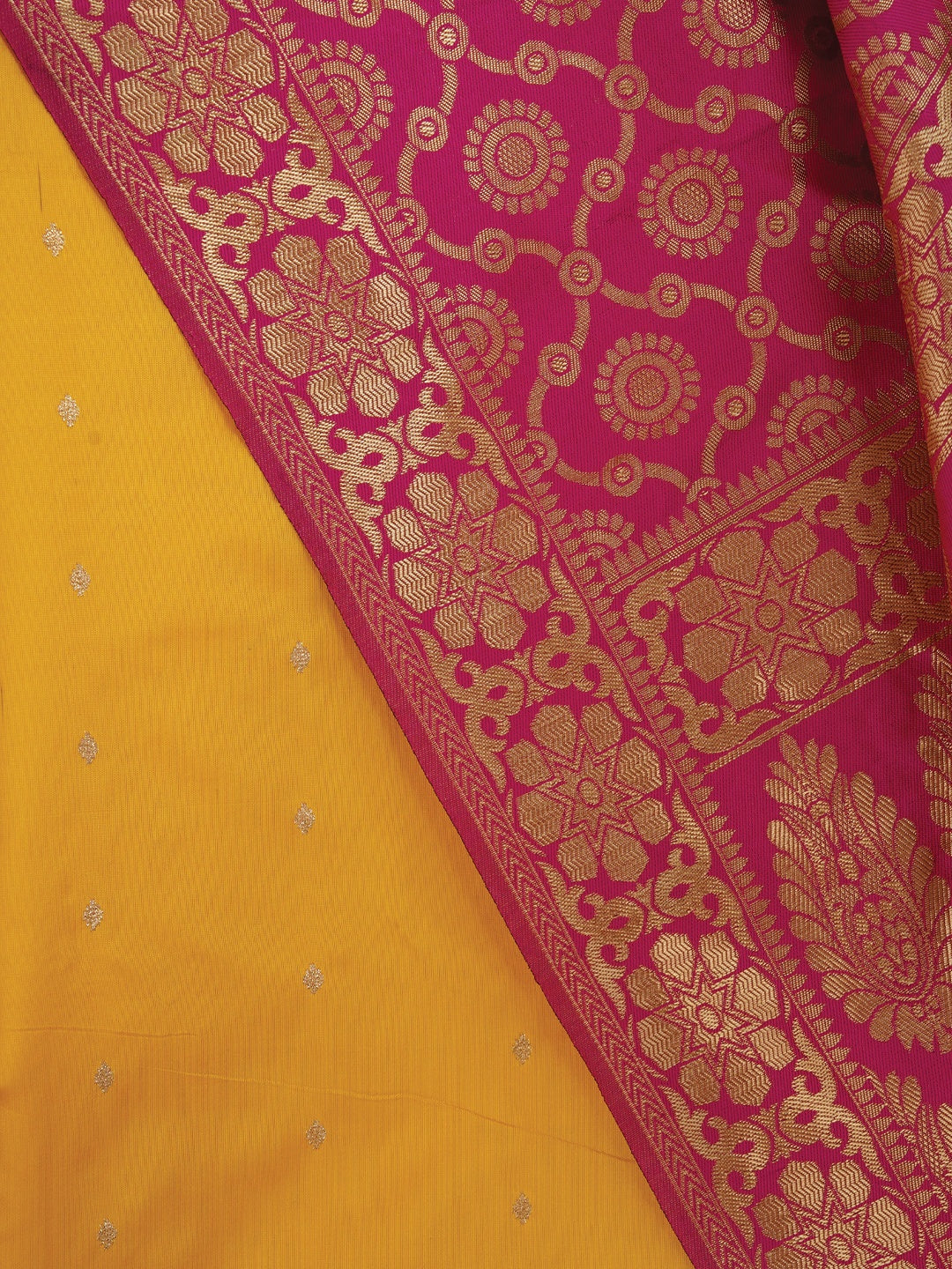 Yellow Zari Woven Silk Blend Dress Material With Dupatta